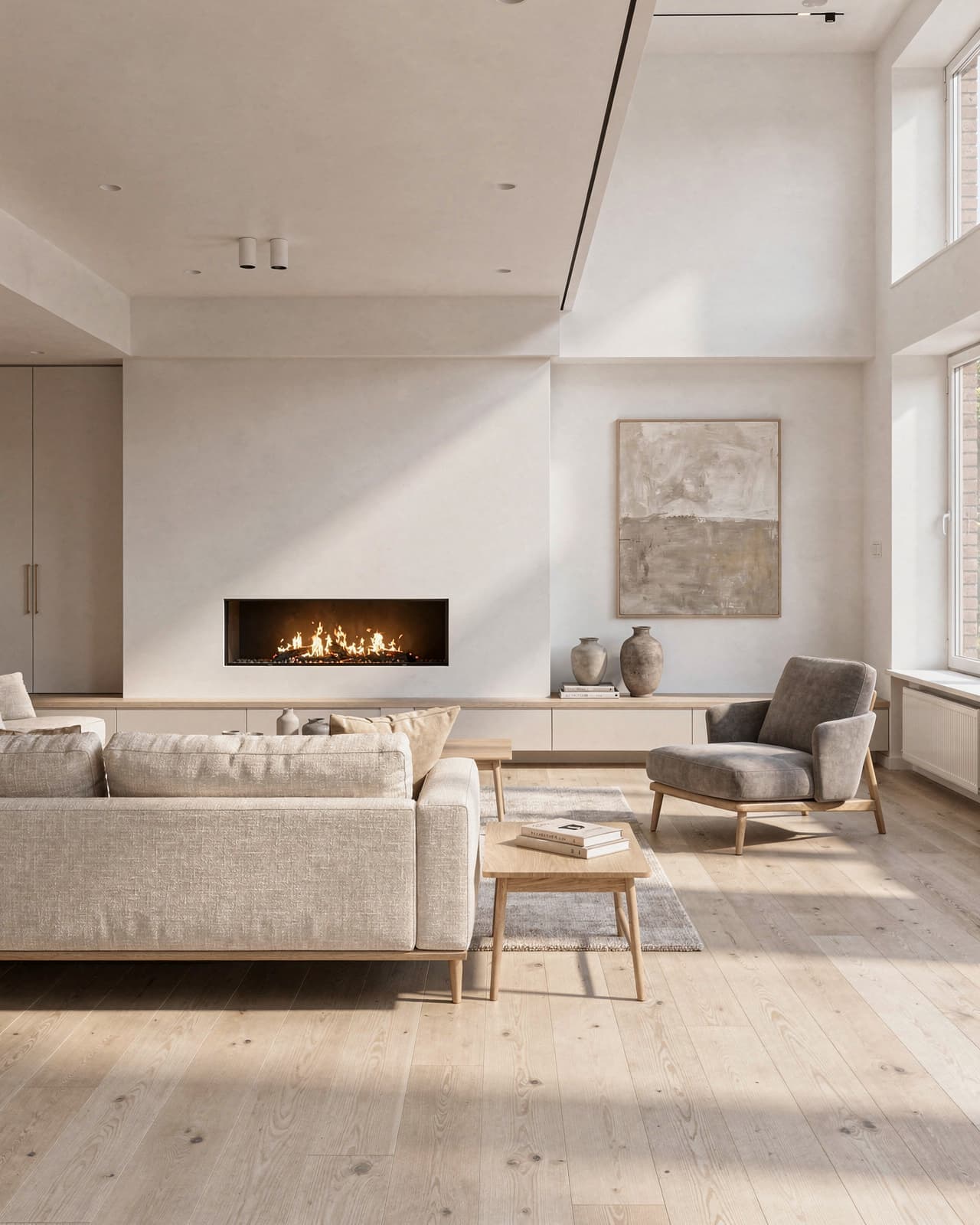 Light wood floors, neutral-toned textiles, and a minimalist fireplace for that quintessential Swedish warmth. Keep décor simple to highlight the clean lines and natural lighting
